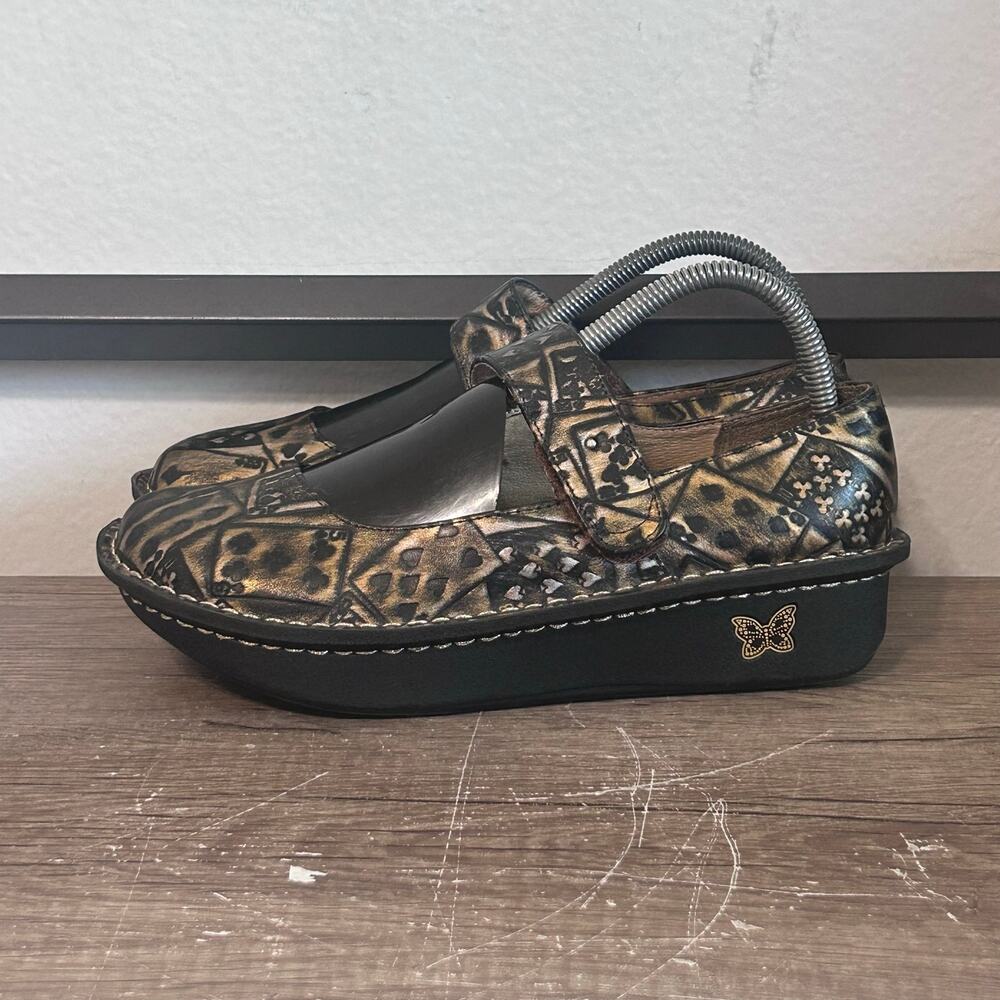 Alegria by PG Lite Black Patent Playing Card Mary Jane Shoes